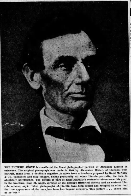 The finest photographic portrait of Abraham Lincoln